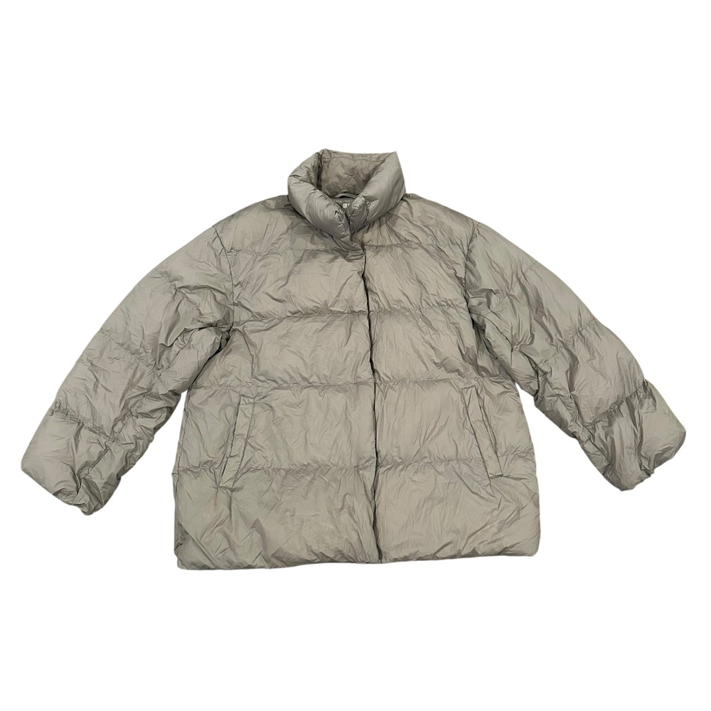 Uniqlo Ultra Light Down Puffer Jacket XL‎ Taupe Grey Water Repellent 211-421618